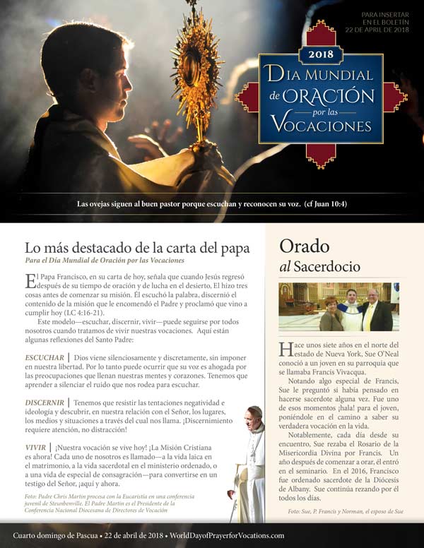 bulletin insert world day of prayer for vocations español world day of prayer flyer